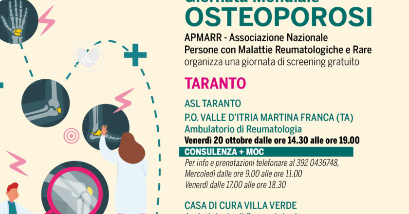 Giornata mondiale dell’osteoporosi, venerdì 20 ottobre un pomeriggio di screening gratuito.