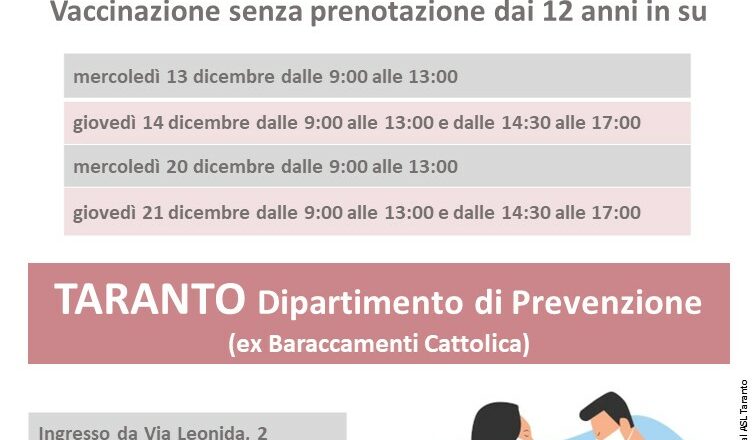 Vaccinazioni Covid, accesso libero al Dipartimento di Prevenzione.